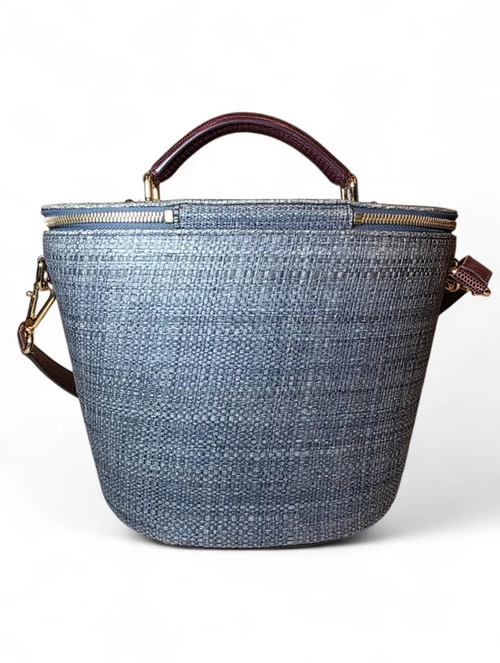 Dolce And Gabbana Lizard Straw Shoulder Bag Structured Raffia Basket Purse - Picture 2 of 11